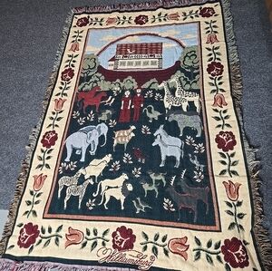 Vintage Williamsburg Goodwin Weavers Tapestry Throw Blanket 45x65
